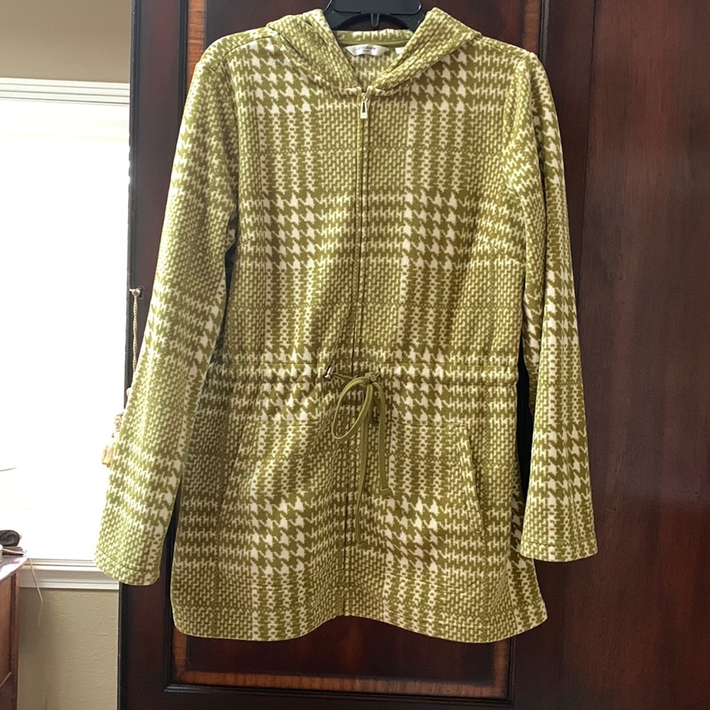 LIZ CLAIBORNE FLEECE ANORAK HERRINGBONE  ZIP JACKET SIZE 8